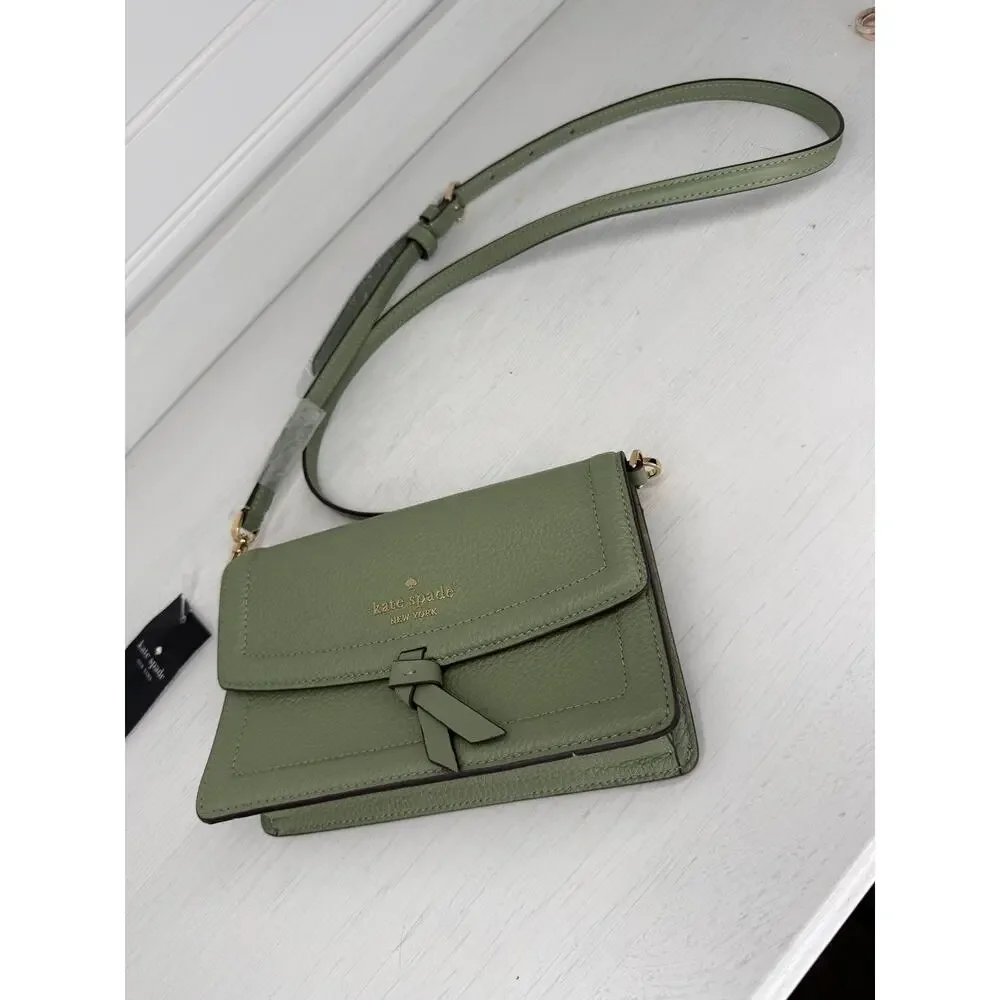 Kate Spade Knott Mini Crossbody Bag Balsam Green Pebbled Leather NWT KM611